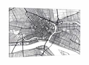 Detailed city map, black lines on white background