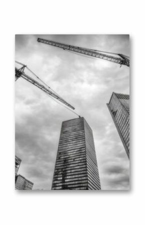 Dynamic Cityscape with Construction in High Contrast