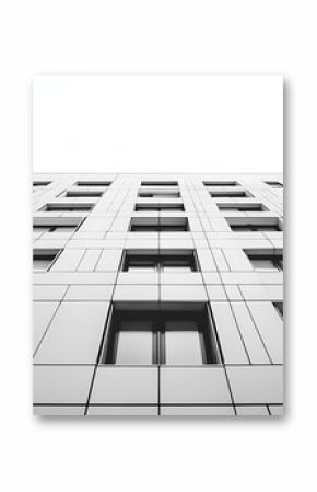 Low-angle view of a modern building's facade.