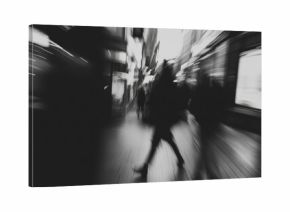 Urban blur in motion: black and white abstract city chaos for artistic backgrounds