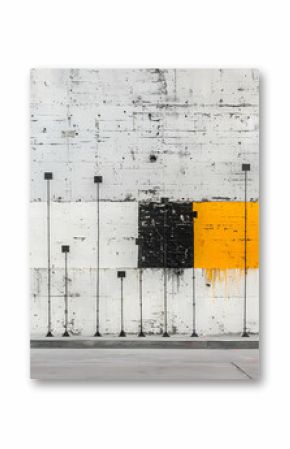 Black Yellow and Red Graffiti on Weathered White Wall