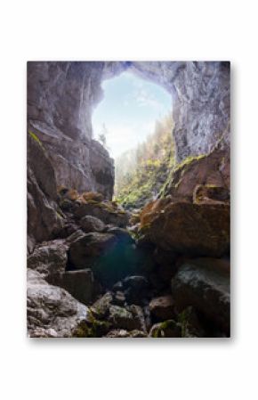 inside the cetatile ponorului cave, romania. beautiful scenery crafted by the nature