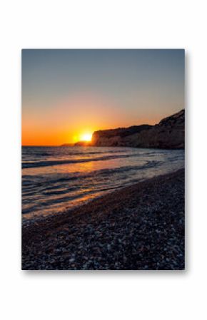 Beautiful seascape with sunset on Kourion beach in Cyprus
