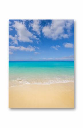 Closeup sea waves sand beach. Panoramic beach landscape. Inspire tropical island coast seascape horizon. Sunny summer popular destination background. Idyllic best travel vacation seaside beachfront
