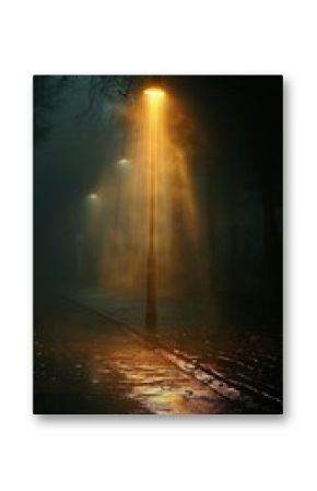 Street Light Illuminating Foggy Night
