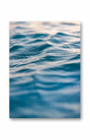 Beautiful sea waves ripples and sky reflection at sunset sunlight. Dream nature, beauty in nature ocean ecology concept. Artistic golden pastel blue fluid background. Closeup abstract natural light