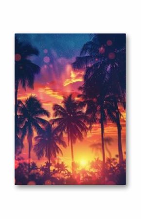 Sunset With Palm Trees Painting