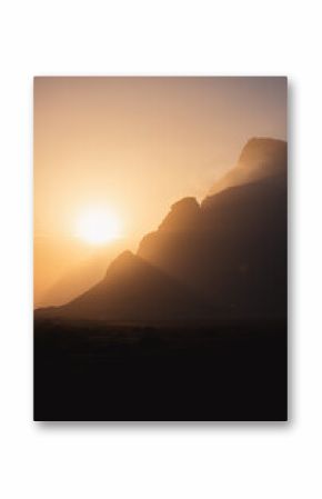 Stunning view of Vestrahorn during a breathtaking sunset. Vestrahorn is an impressive 454 metres tall mountain. Iceland.