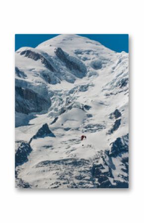 Paragliding below summit of Mont Blanc, Chamonix, Haute-Savoie, French Alps, France