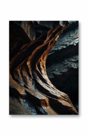 twisted rock shapes in deep nature cave background backdrop