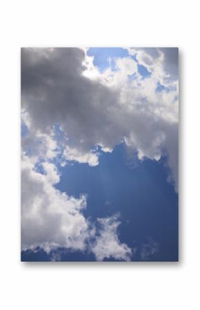 Blue sky and white and gray clouds. Texture background for design.