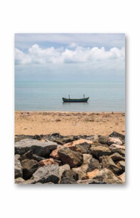 Abandoned fishing boat in the sea