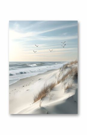 Tranquil Harmony at the Mild Coastal Edge: A Serene Blend of Sea, Sky, and Shoreline Serenity