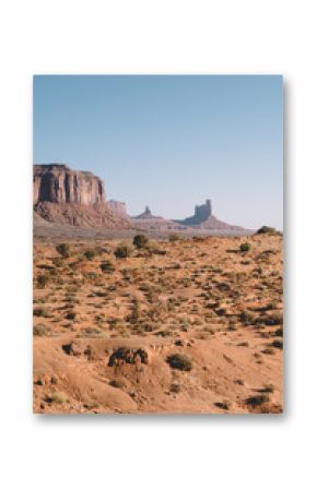Desert landscape in rays of sun