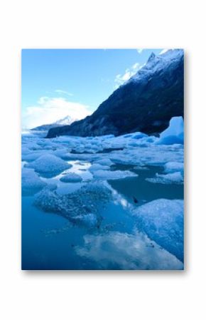 deep blue glacier ice of glacier in torres del paine national park