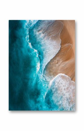 Beautiful beach with soft waves on a sandy background, top view