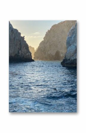 Cabo San Lucas Wave Crashing the Beach and Cliff Rocks from Boat on the Pacific Ocean