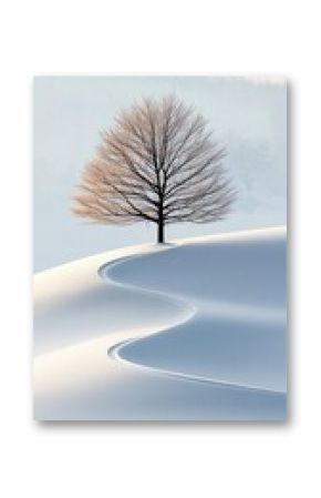 Solitary Tree on a Snowy Hillside