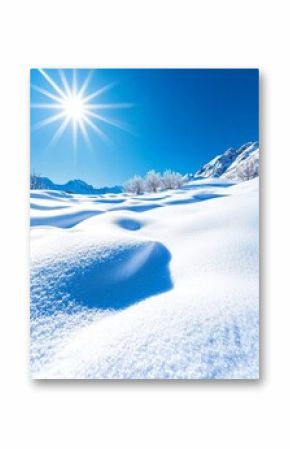 Bright Sunny Day on a Snowy Mountain Slope