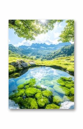 Bright Sunlight Reflecting in Mountain Pool