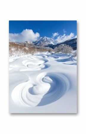 Snowy Mountain Landscape With Intricate Snow Patterns