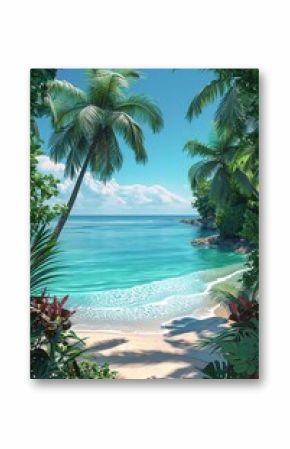 Serene entrance to a tropical beach. Framed vertical image