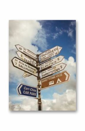 Low angle view of sign posts
