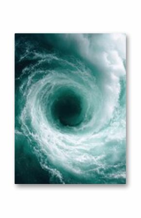 Hollow Ocean Vortex with Turbulent Swirling Currents Against Dark Background Representing Chaos and Transformation for Science and Conceptual Design