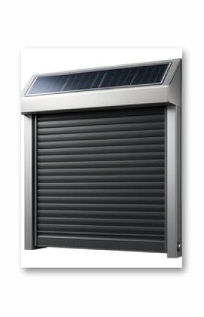 Solar-powered roller shutter windows for an eco-friendly home, utilizing solar panels to operate the shutters.