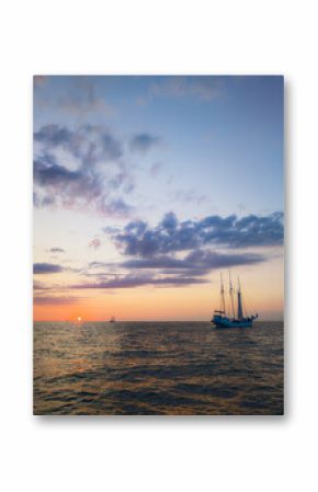 Sunset on the Baltic Sea near the coastal town of Warnemünde (Rostock) during the maritime event "Hanse Sail"