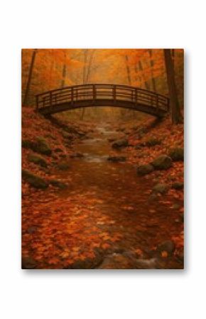 Serene autumn bridge scene