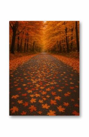 Serene autumn road with foliage