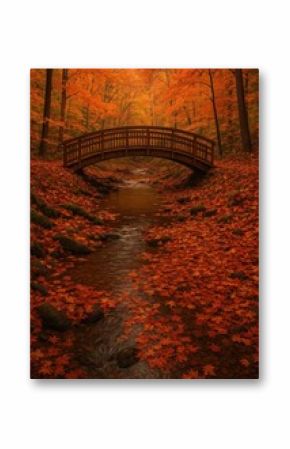 Serene autumn bridge landscape