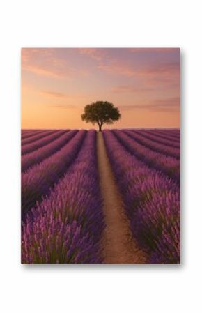 Serene lavender field sunset