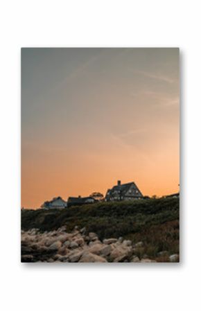 Coast of Providence, Rhode Island, USA. Sunsets on the beach near Newport in New England.