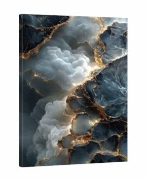 background that has the texture of black marble with white details and even some gold details. Fantasy and abstract style, fotography style,