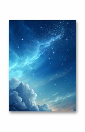 A beautiful night sky with stars, clouds, and a galaxy in the distance