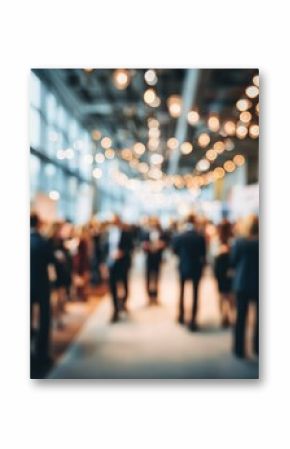 blurred shot of business people at party or corporate event in office center