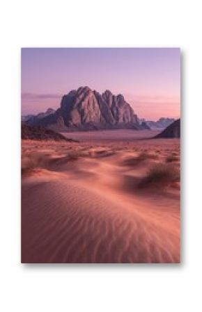 Wadi Rum Sand Dunes and Rock Formations at Sunset, Jordan