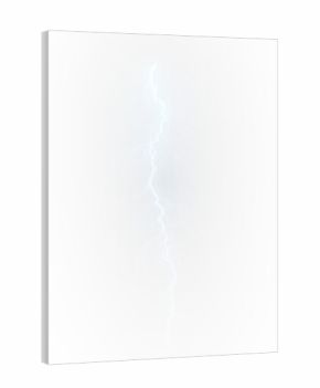 A lightning strike on a white background represents a high voltage weather event as a PNG transparent image