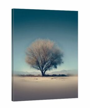 Solitary Tree Against a Vast Blue Sky Landscape