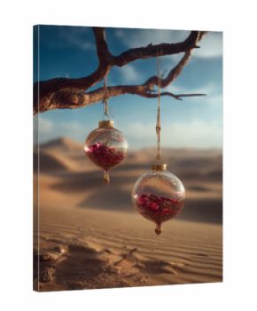 desert christmas tree decorations in the middle of the desert