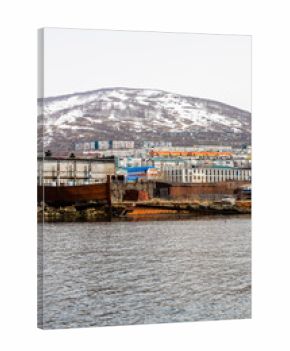 houses of Petropavlovsk-Kamchatsky from ocean