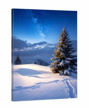 christmas background with fir tree and snow