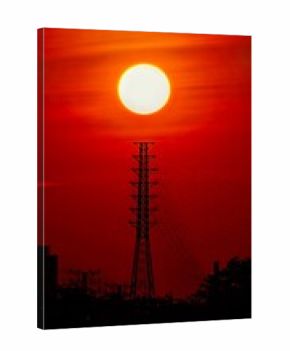 silhouette of a power station