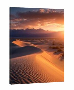 Sunset Over the Sandy Dunes Creates a Stunning Landscape in the Desert