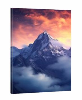 Milky Way framed by moving clouds mountain nature landscape.