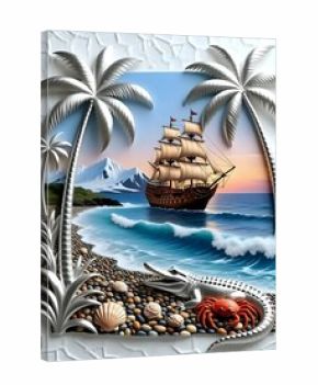 Tropical island with palm trees I Wall Decor 