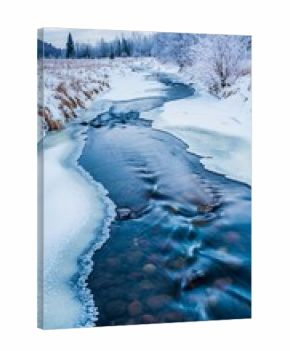 small streams flowing in the snow