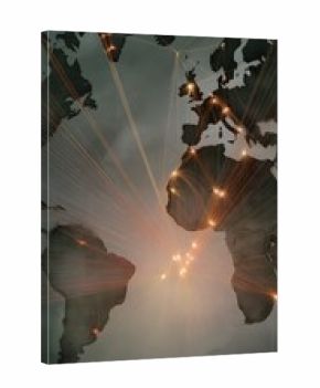 Global business network illustration vibrant connections illuminate key cities worldwide